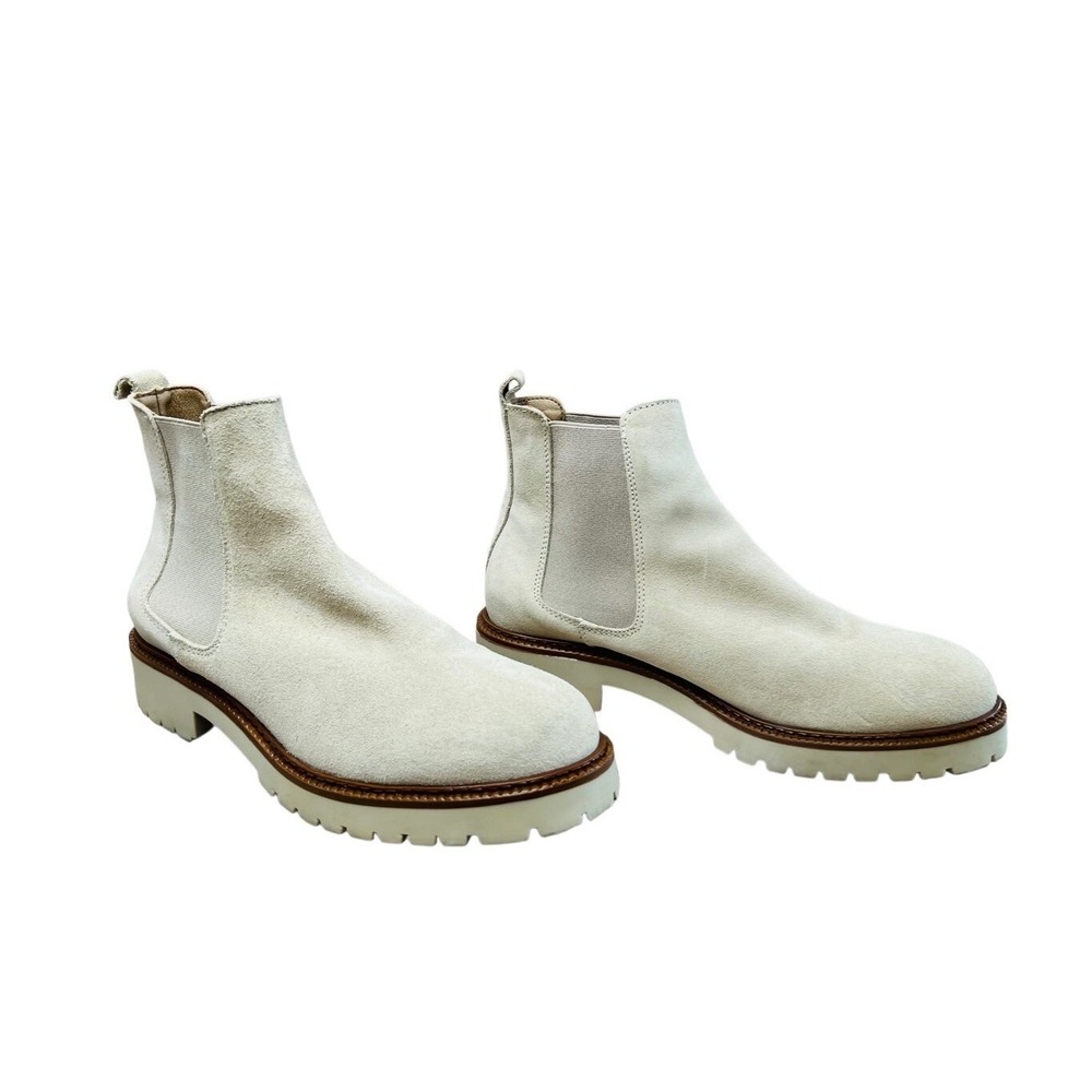 Enzo Tesoti Chelsea Cream Vegan Suede Leather Boots 40 Womens 9.5 Vanilla Girl - Picture 2 of 11